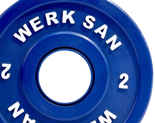 Диск соревновательный 2 кг WERK SAN (сертификат IWF) фото 2