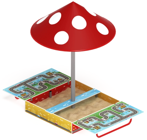 Песочница с крышкой средняя и навесом Грибок (Игра) - ИО 5.01.10-02