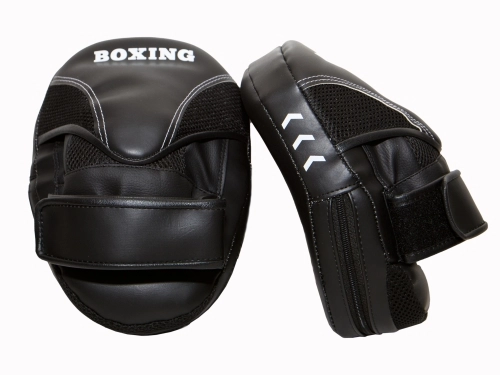 Лапы боксерские BOXING винилискожа, черн, 19*23 фото 2