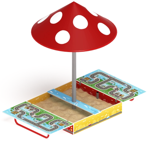 Песочница с крышкой средняя и навесом Грибок (Игра) - ИО 5.01.10-02 фото 2