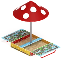 Песочница с крышкой средняя и навесом Грибок (Игра) - ИО 5.01.10-02