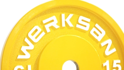 Стальной диск для пауэрлифтинга 15 кг WERK SAN одобрен IPF для использования на соревнованиях. Высокое качество материалов. Минимальная погрешность в весе. фото 2 Диск стальной для пауэрлифтинга 15 кг WERK SAN фото 2