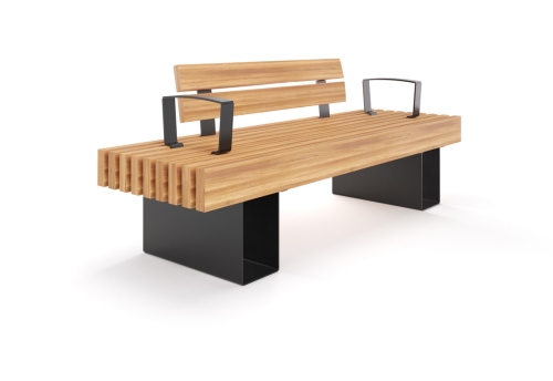 Скамья уличная «Монро» со спинкой и подлокотниками фото 2