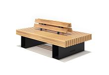 Скамья уличная «Монро» широкая со спинкой, L=1800 мм (спинка 1200 мм)