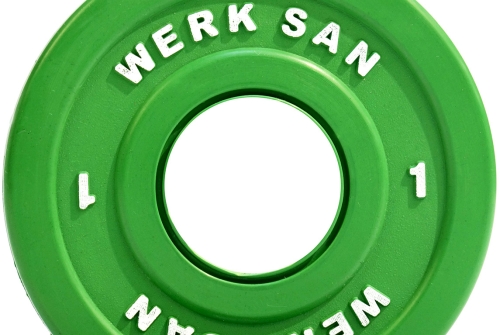 Диск соревновательный 1 кг WERK SAN (сертификат IWF) фото 2