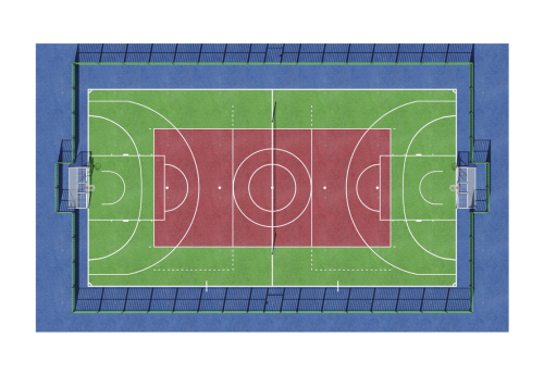 Универсальная спортивная площадка для баскетбола, футбола, волейбола 28х15м. с ограждением 32х19 м. фото 3