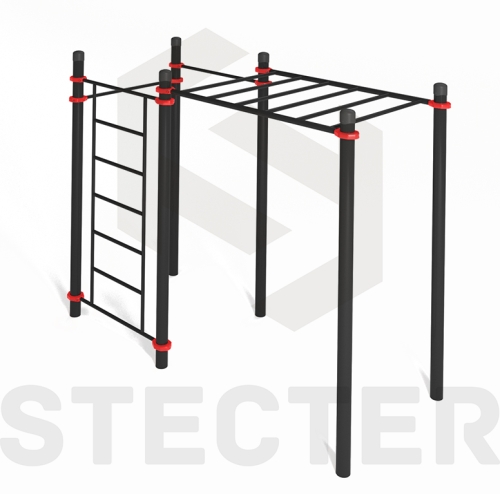 Комплекс для воркаута с рукоходом, шведской стенкой и двумя турниками фото 4