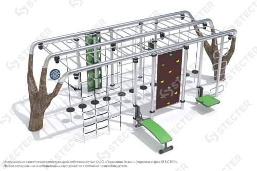 Уличный воркаут комплекс "Деревья". Тип 1 - 8х6,69 метров (53,5 кв.м.)