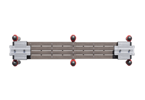 Горизонтальная гимнастическая скамья двойная разноуровневая с упором для ног, к которой прикреплены фото 4
