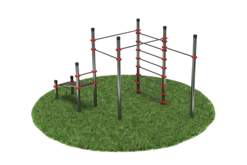 Нержавеющий воркаут комплекс с турниками, шведской стенкой и наклонной лавкой для пресса фото 2