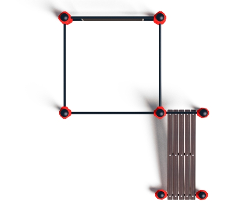 Спортивный комплекс «Шведская стенка, лавочка для пресса и 2 разновысотных турника» (PAW-48) фото 3