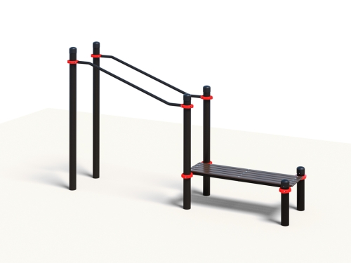 Брусья в подъем со скамьей