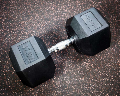 Гексагональная гантель с обрезиненными наконечниками 47,5 кг от STECTER