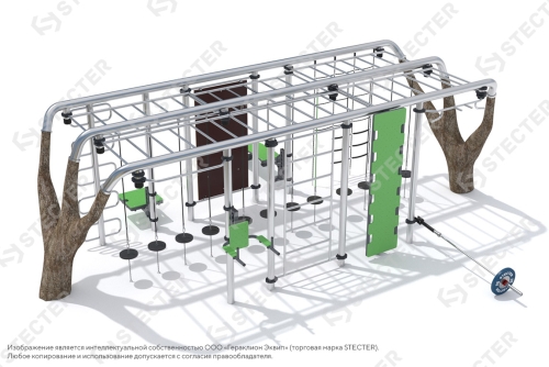 Уличный воркаут комплекс "Деревья". Тип 1 - 8х6,69 метров (53,5 кв.м.) фото 2