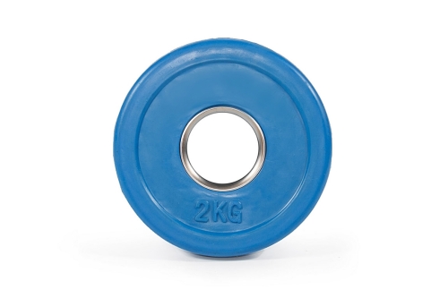 Цветной тренировочный блин для штанги 2,0 кг (малый, цвет - синий)