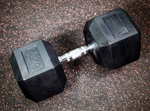 Обрезиненная гантель для кроссфита STECTER 45 кг