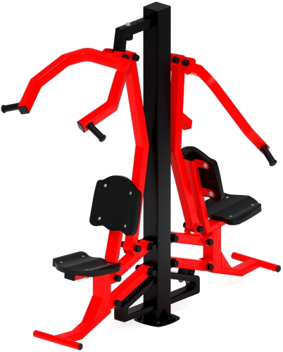Тяга верхняя + жим от груди (красный) - Уличный тренажер двойной - СТ 027-11.И1 фото 2