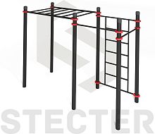 Комплекс для воркаута с рукоходом, шведской стенкой и двумя турниками