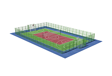 Универсальная спортивная площадка для баскетбола, футбола, волейбола 28х15м. с ограждением 32х19 м.