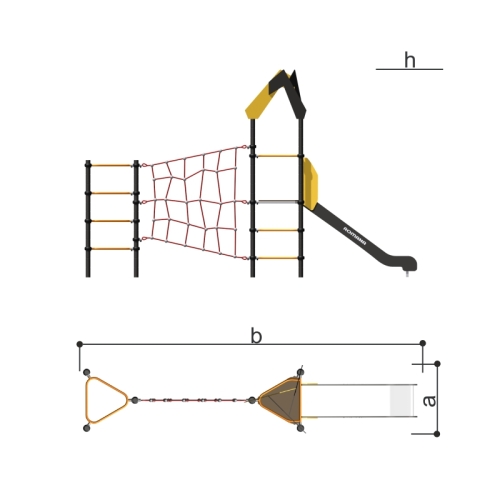 Romana Детский спортивный комплекс с канатным лазом и горкой Серия треугольник Romana 401.29.00 фото 2