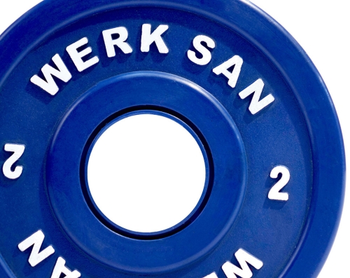 Диск соревновательный 2 кг WERK SAN (сертификат IWF) фото 2