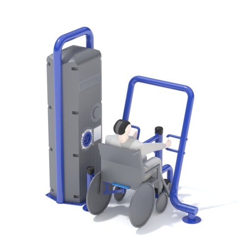 Уличный инклюзивный грузоблочный тренажер "Горизонтальная тяга" фото 4