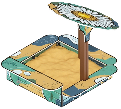 Песочница с навесом Ромашка (Пастель) - ИО 5.01.06-01 фото 2