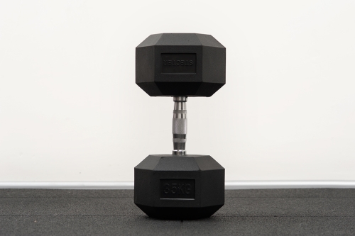 Обрезиненная гантель для кроссфита 35 кг фото 3