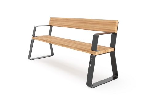 Скамейка уличная «Фиеста» со спинкой и подлокотниками