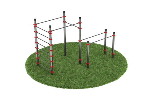 Нержавеющий воркаут комплекс с шведской стенкой, турниками и брусьями для отжиманий