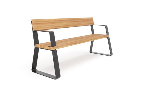 Скамейка уличная «Фиеста» со спинкой и подлокотниками фото 3