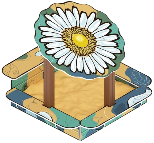 Песочница с навесом Ромашка (Пастель) - ИО 5.01.06-01 фото 3