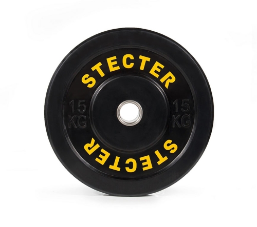 Каучуковый диск для штанги (rubber bumper plates) 15 кг Stecter фото 2