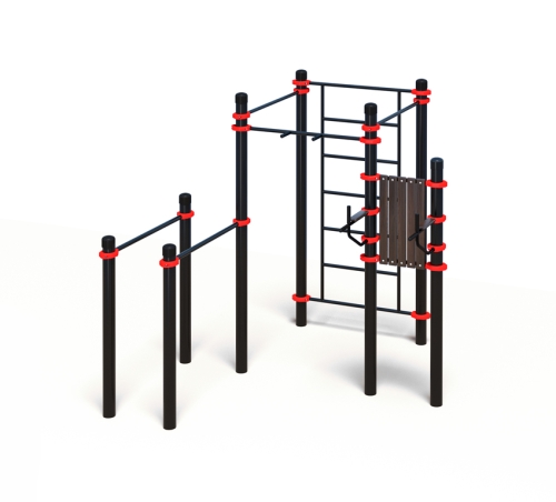 Комплекс из шведской стенки, брусьев, турников и тренажера брусья – пресс (PAW-53)