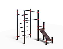 Спортивный комплекс «Шведская стенка, лавочка для пресса и 2 разновысотных турника» (PAW-48)