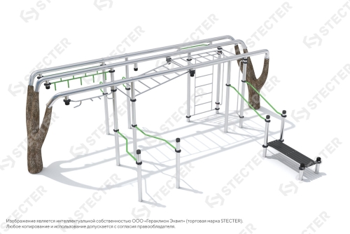 Инклюзивный уличный воркаут комплекс "Деревья". Тип 5 - 8,46х5,69 метров (48,14 кв.м.)