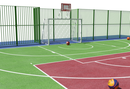 Универсальная спортивная площадка для баскетбола, футбола, волейбола 28х15м. с ограждением 32х19 м. фото 4