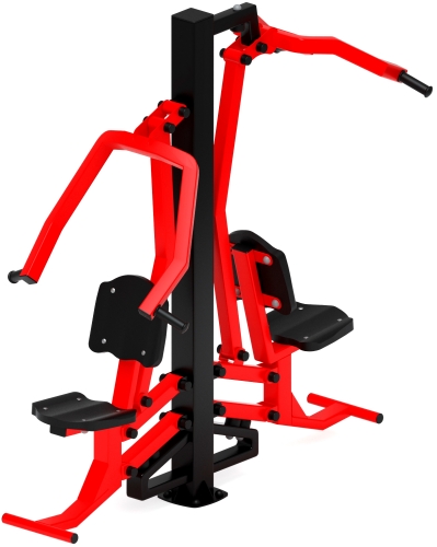 Тяга верхняя + жим от груди (красный) - Уличный тренажер двойной - СТ 027-11.И1 фото 5