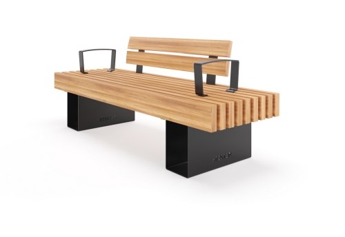 Скамья уличная «Монро» со спинкой и подлокотниками