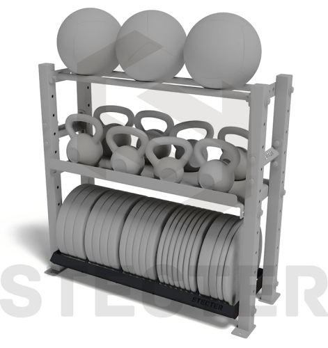 Стеллажная полка для дисков штанги с разделительными колышками (L1100 мм) фото 2