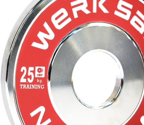 Тренировочный диск для тяжелой атлетики 2,5 кг WERK SAN сертифицирован IWF. Материал - сталь. Покрытие - зеркальный хром фото 2 Диск стальной тренировочный 2,5 кг WERK SAN (сертификат IWF) фото 2