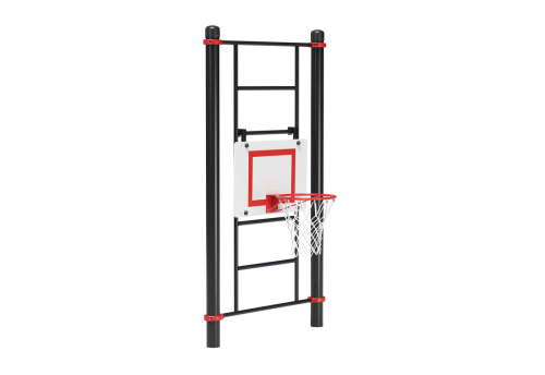 Гимнастический снаряд «Шведская стенка», оснащённый баскетбольным кольцом с сеткой диаметром 18 дюйм