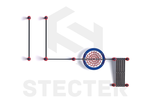 Уличный комплекс из брусьев, турника, качели Гнездо и наклонной скамьи для пресса фото 4