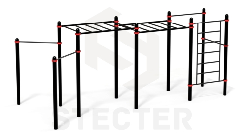 Комплекс с рукоходом классическим двухуровневым и 4 турников (PAW-33)
