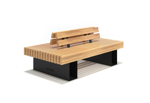 Скамья уличная «Монро» широкая со спинкой, L=1800 мм (спинка 1200 мм) фото 2