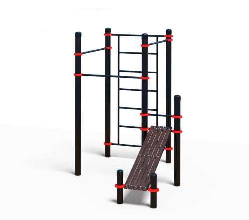 Спортивный комплекс «Шведская стенка, лавочка для пресса и 2 разновысотных турника» (PAW-48) фото 2