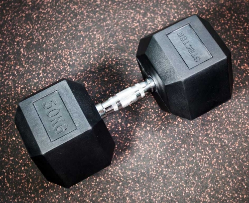 Обрезиненная гантель для кроссфита STECTER 50 кг