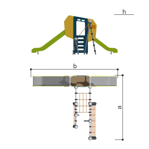 Romana Детский спортивно-игровой комплекс с горками и сеткой серия "Сфера" Romana 057.48.00 фото 3