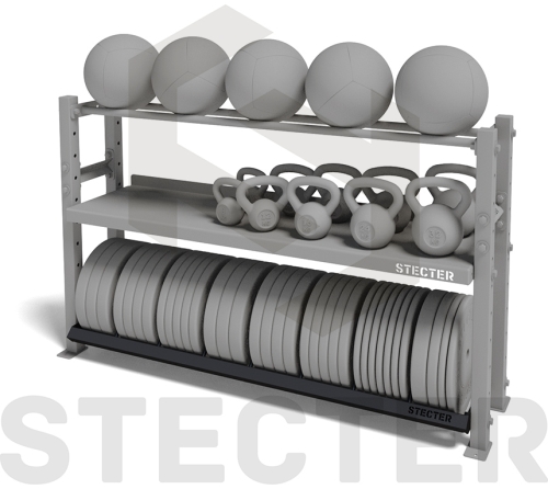 Стеллажная полка для дисков штанги с разделительными колышками (L1800 мм) фото 2