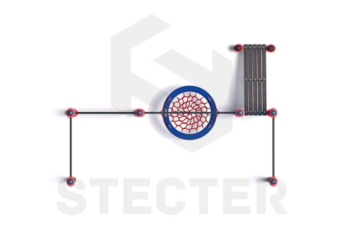 Уличный комплекс из двух турников, шведской стенки, качели Гнездо и наклонной скамьи для пресса фото 4